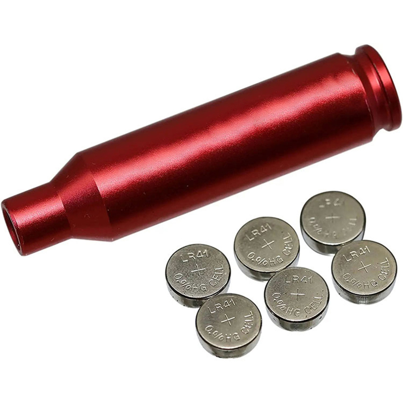 6.5CREEDMOOR 보어 사이트 레이저 레드 도트 카트리지 레이저 보어 사이트터(배터리 2세트 포함)