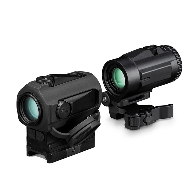 전술 3X 돋보기 스코프 광학 사냥 소총 광경 20mm 소총 총 레일 용 QD 마운트가있는 빨간 점 시력