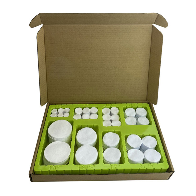 보편적인 흰색 면 천 사각형 총 청소 패치 물집 상자